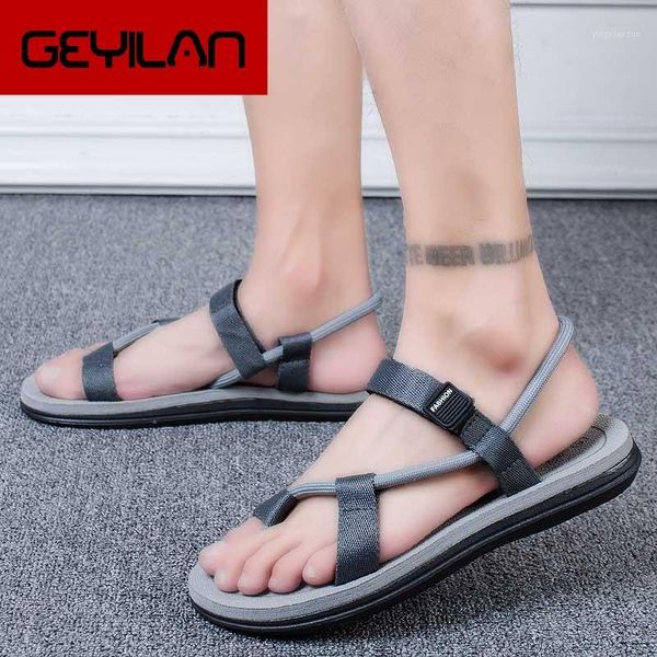 

sandals 2021 summer beach shoes men roma leisure breathable clip toe dual-purpose sandal male soft plus size uik91, Black