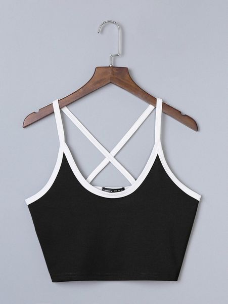 

criss cross contrast binding cami q9iu#, White