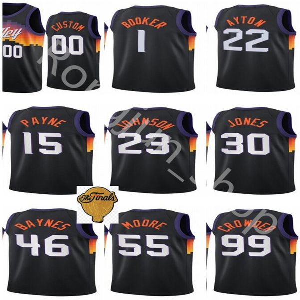 

2021 city black finals basketball jerseys chris paul devin booker deandre ayton mikal bridges dario saric cameron johnson jae crowder payne, Black;red