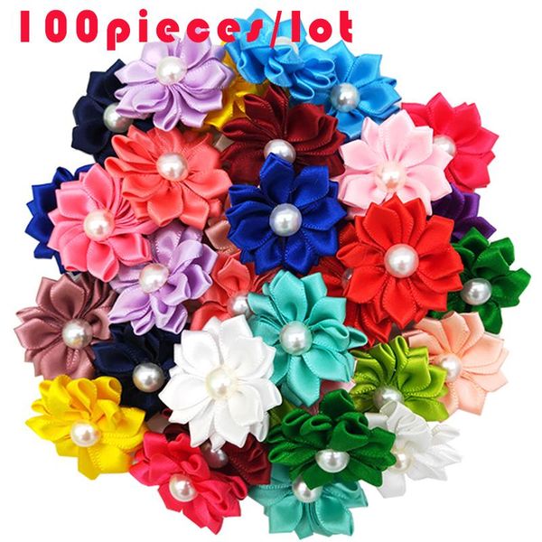 

dog apparel 100 pieces/lot small pet ribbon balls grooming accessories puppy bow elastic rubber band supplies