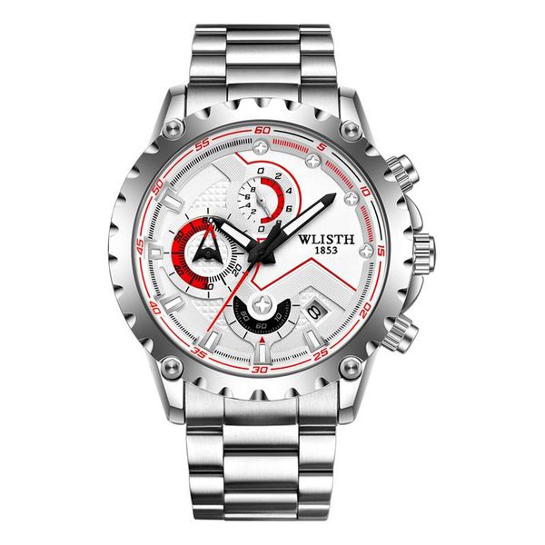 

wristwatches wlisth business luxury men's watch multifunctional luminous waterproof stainless steel quartz clock accurate time reloj ho, Slivery;brown