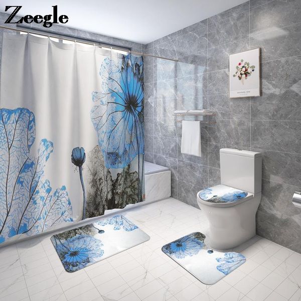 

bath mats zeegle bathroom rug set traditional style mat and shower curtain absorbent non-slip toilet foot carpet suit mechanical wash