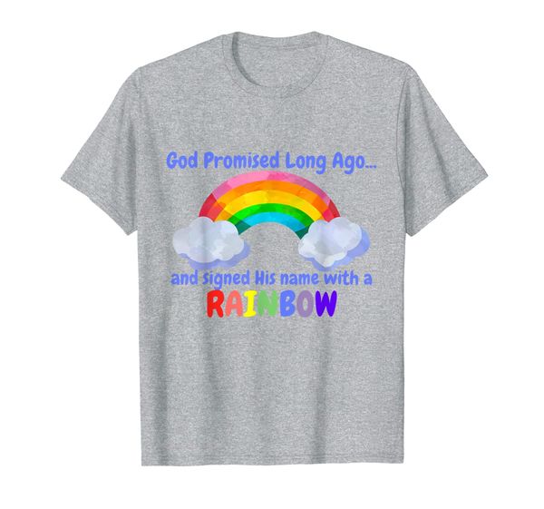 

god promised long ago...rainbow t-shirt, White;black