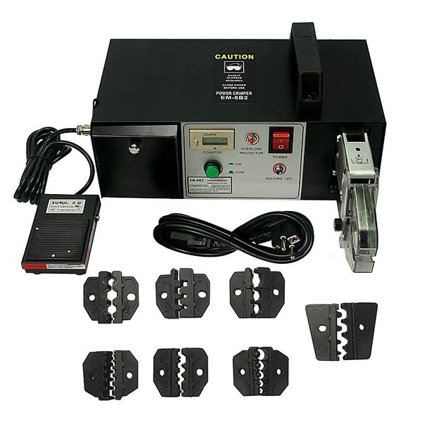 

power tool sets em-6b2 electric terminal crimping machine stripping function output 12.7kn include 7pcs crimmper mold