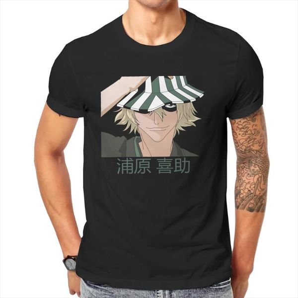 

men's t-shirts kisuke urahara bleach manga tshirt cotton big size o-neck men's streetwear harajuku men t shirt, White;black