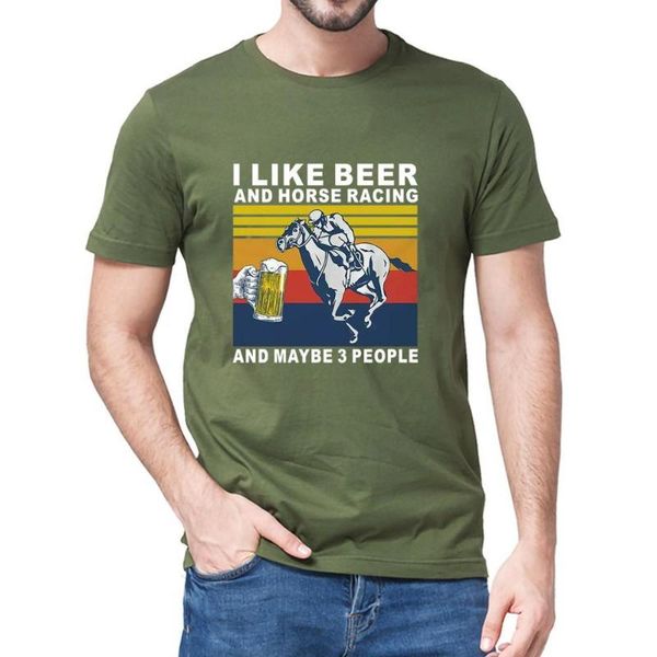 

men's t-shirts funny premium cotton i like beer horse racing maybe 3 people vintage camisas hombre t-shirt women soft tee gift, White;black