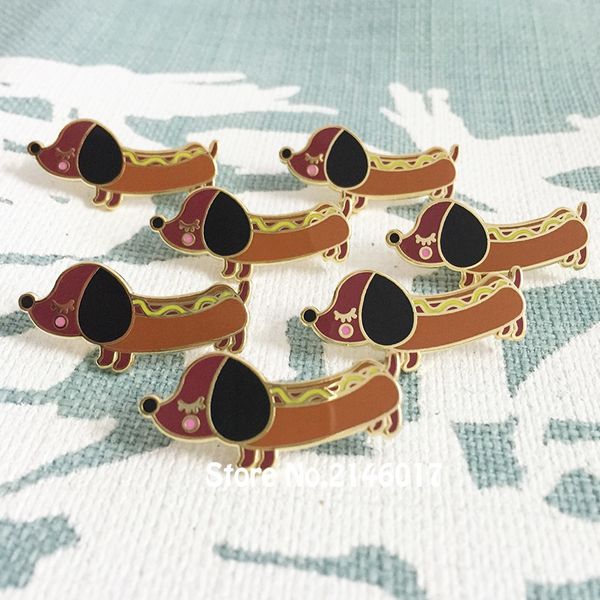 

10pcs whole wiener dachshund doggy enamel pins and brooch 30mm diggity cute dog lapel pin metal craft cool badges, Gray