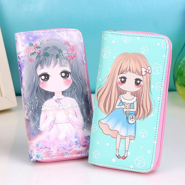 

korean pu lady student cartoon girl leather zipper style wallet dfkxb