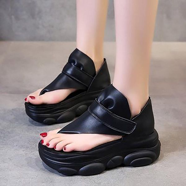 

sandals women's summer lace platform wedge thong sandales femmes Ã©tÃ© women shoes for 2021, Black