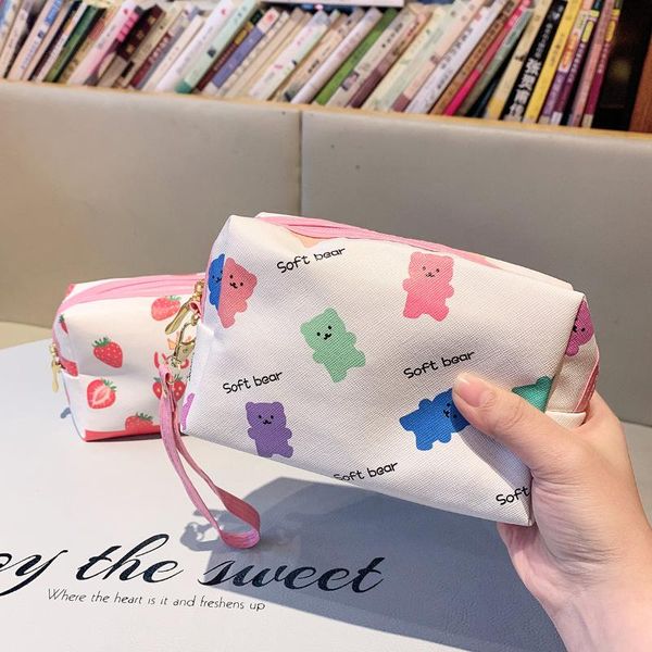 

korean version of pu cosmetic bag cute cartoon toilet large-capacity waterproof portable sundries storage bags & cases