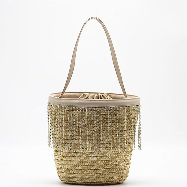 

row drill straw woven bag single shoulder women's wheat evening bags