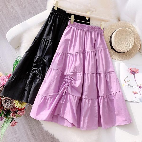 

skirts 2021 ins women summer cotton fashion long, Black