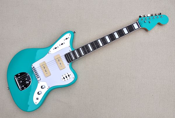 Guitarra elétrica do corpo verde com fingerboard de Rosewood, pickguard branco, hardware do cromo, fornece serviços personalizados