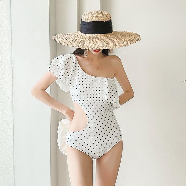 

one-piece suits swimsuit push up 2021 women whole swimwear korean ladies 1 piece one female ins bubble swim ruffled bikini print