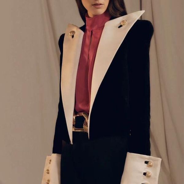 

formal jackets office work open long sleeve plain sport velvet suit casual short blazers ladies women padded shoulders coat women's sui, White;black