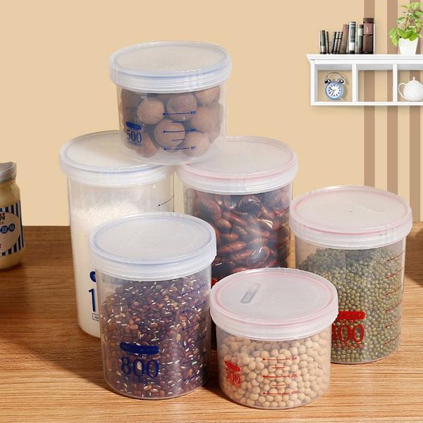 

storage bottles & jars multi-capacity food box round sealed plastic milk powder tank with scale multigrain jar #4