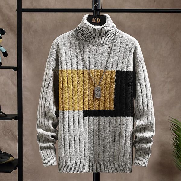 

men's sweaters 2021 autumn and winter high neck pullover sweater, White;black