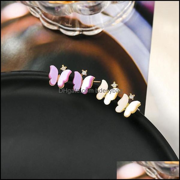 

stud jewelrystud contracted sweet fashion acrylic women earrings elegant fine butterfly modelling fresh lovely jewelry drop delivery 2021 jv, Golden;silver