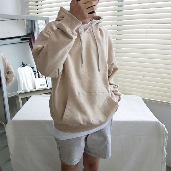 

men's t-shirts autumn hoodies fashion solid color casual hooded sweatshirt men streetwear wild hip hop loose pullover hoodie mens, White;black