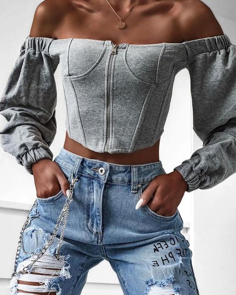 

women's tanks & camis off shoulder zipper front corset crop top, White