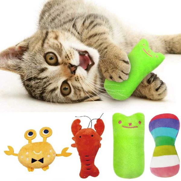 

cat toys funny interactive plush toy teeth grinding catnip pet kitten chewing thumb bite mint for cats