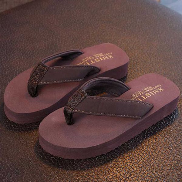 

girls slippers kids beach flip flops fashion comfortable casual sandal home shoesflat soft bottom children s507 210712, Black;grey
