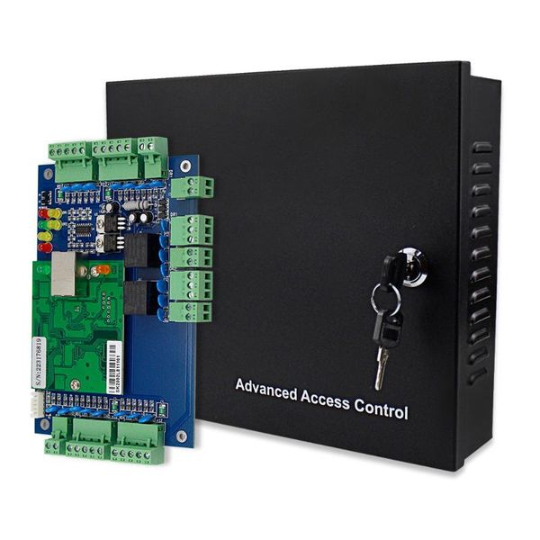 

fingerprint access control four doors network tcp/ip wiegand board panel with software rfid entry system dc12v power supply box for 1/2 door