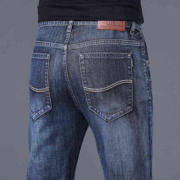 

jeans 2021 slim fit small straight tube versatile cowboy summer thin korean fashion youth men's pants, Blue
