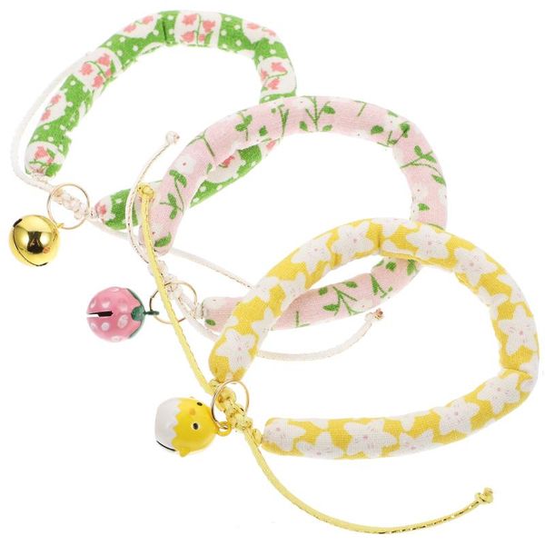 

cat collars & leads 3pcs pet with bell adjustable small cloth supplies