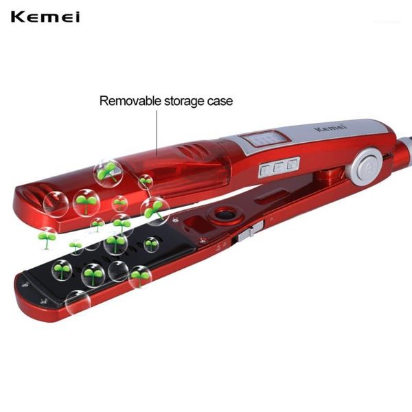 

temperature display steam comb straightening irons automatic straight hair brush flat iron electric straightener1, Black