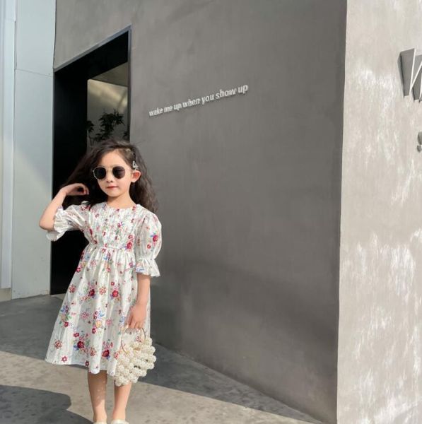 

style girls printed dress fashion summer cotton dresses 2-7 years cy958 girl's, Red;yellow