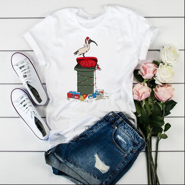 

women bird womens t shirt light cute printed merry christmas ladies graphic clothes tshirt tee female clothing, White