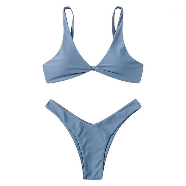 

women's swimwear solid fashionable with high breast contrast split bikini set two pieces padded swimsuit, White;black