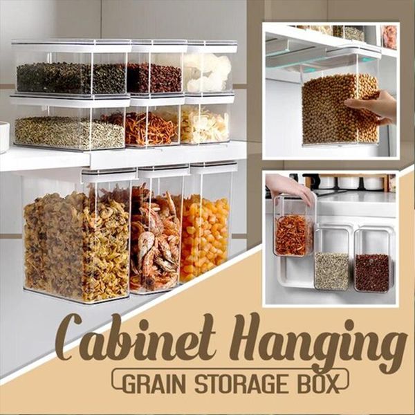 

cabinet hanging grain storage box wall-mounted container refrigerator sliding sealed jar bottles & jars