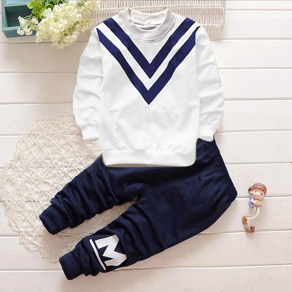 

clothing sets lzh 2021 autumn round neck baby clothes casual tracksuit kids cotton long sleeve boys suit girl set 1-5 years, White