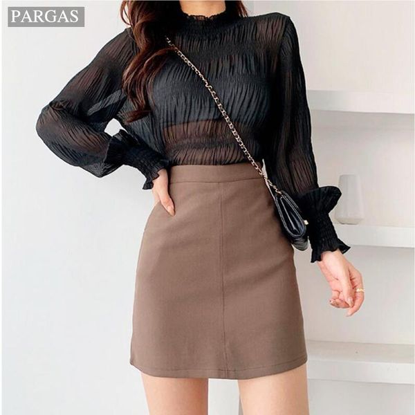 

skirts high waist women clothes 2021 summer mini skirt a-line white bodycon pencil short wrap sexy, Black