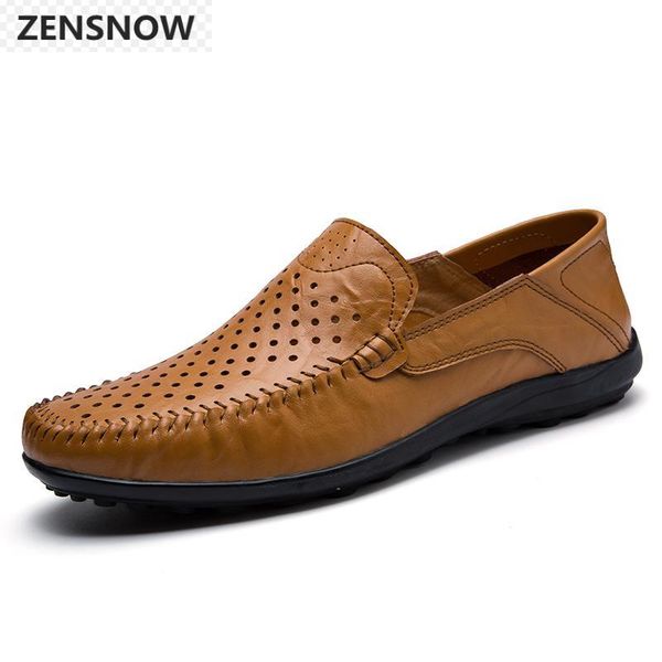 

summer men's classic design casual leather shoes sandals hollow cool fashion air hole, Black