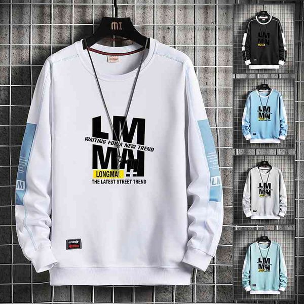 

2021 autumn and winter new casual round neck fashion youth pullover hoodie sweater men's, Black