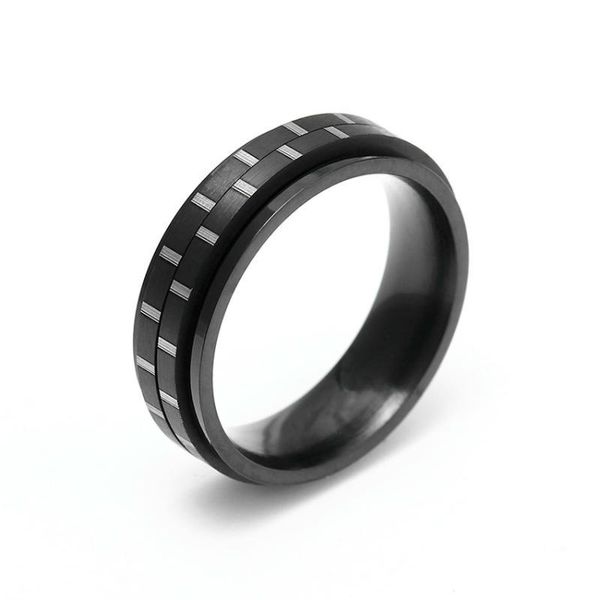 

cluster rings european and american sell fashion simple men's titanium steel 6mm rotating alloy ring creativity jewelry, Golden;silver