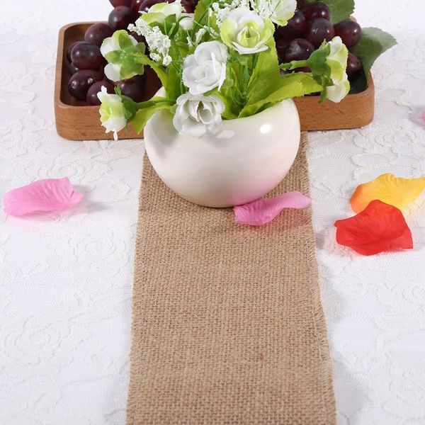 

table cloth 30x500cm runner natural vintage jute hessian burlap ribbon rustic weddings belt strap floristry wedding party decor craft