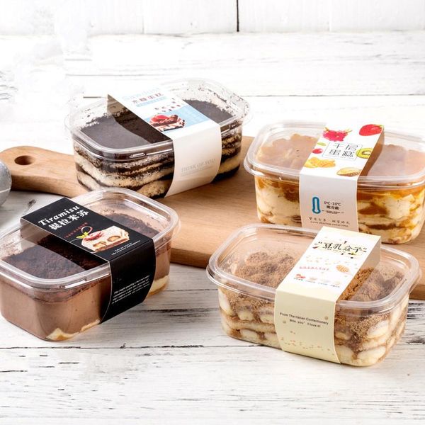 

disposable cups & straws 50pcs transparent salad fruit box 280ml chocolate cake creative dessert takeaway packaing plastic cup