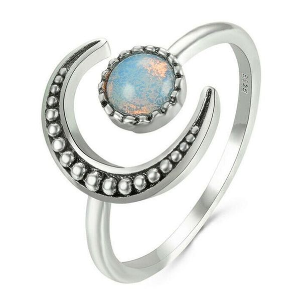 

wedding rings fashion open moonstone sun and moon for women accessories rainbow opal ring adjustable jewelry gift, Slivery;golden