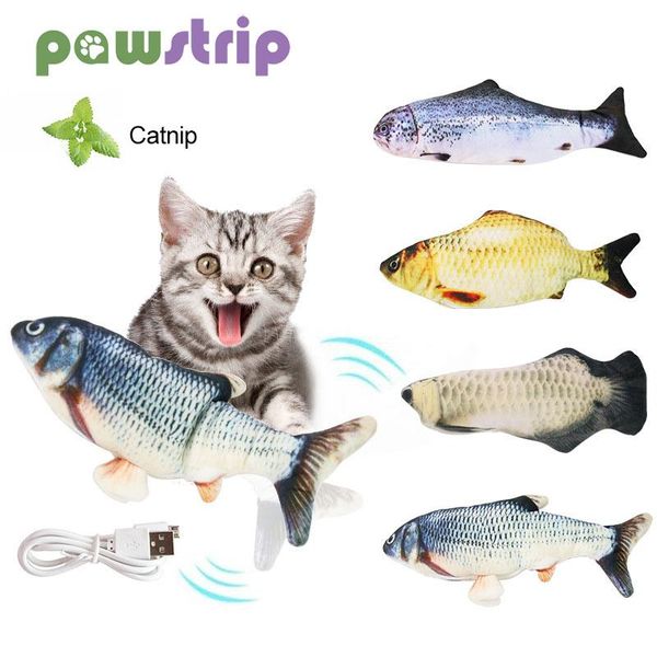 

cat toys 30cm electronic fish toy with catnip usb charging 3d simulation for cats plush funny interactive pet