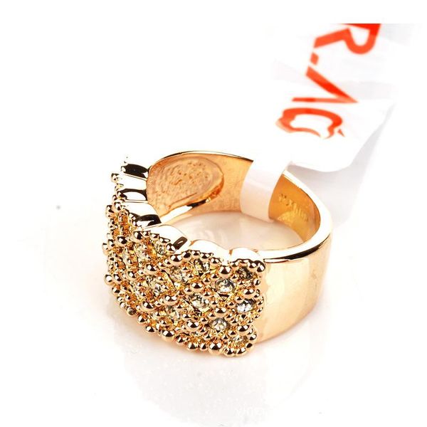 

cluster rings rose gold crystals women jewelry size 9 luxury wholesale lots bulk jewellery cubic zirconia ring, Golden;silver
