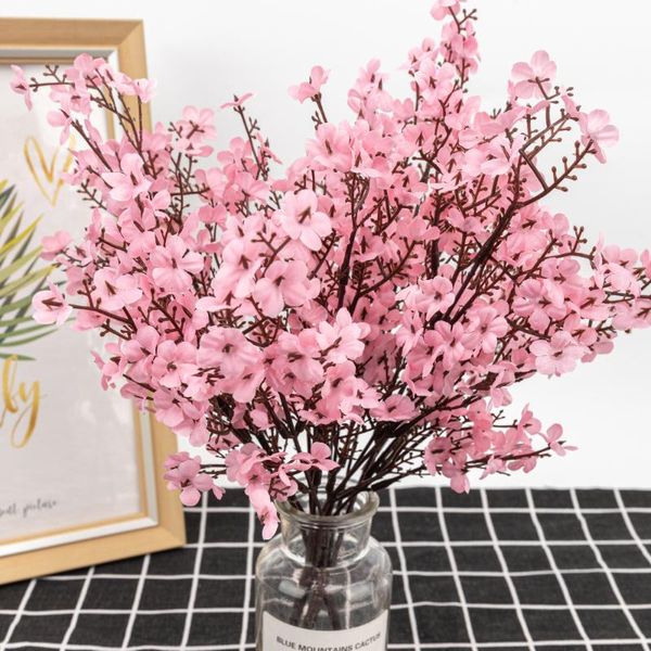 

decorative flowers & wreaths silk gypsophila artificial for decoration home plastic stem bride wedding bouquet mariage cherry blossom fake f