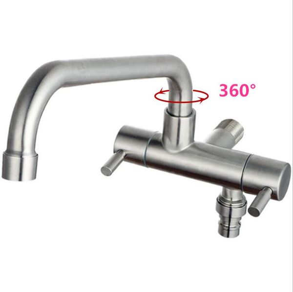 

bathroom sink faucets g1/2 304 stainless steel one into two out horizontal style wash machine faucet 360Â° rotate lengthen mop pool multi fun