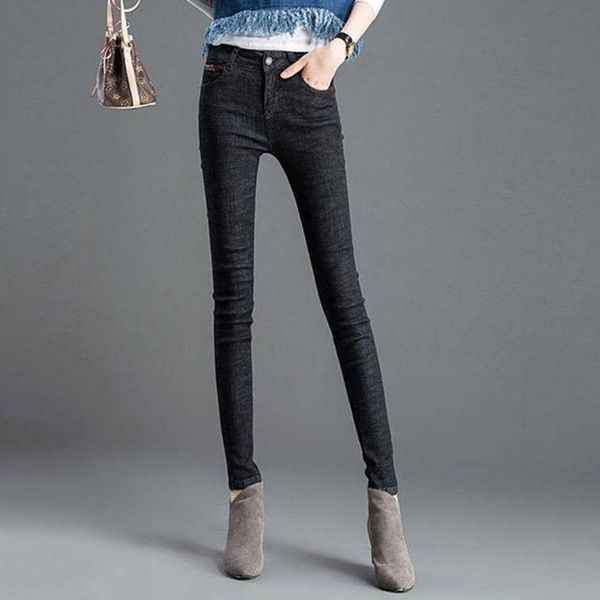 

women's jeans 2021 spring and autumn stretch tight black pants trend, Blue