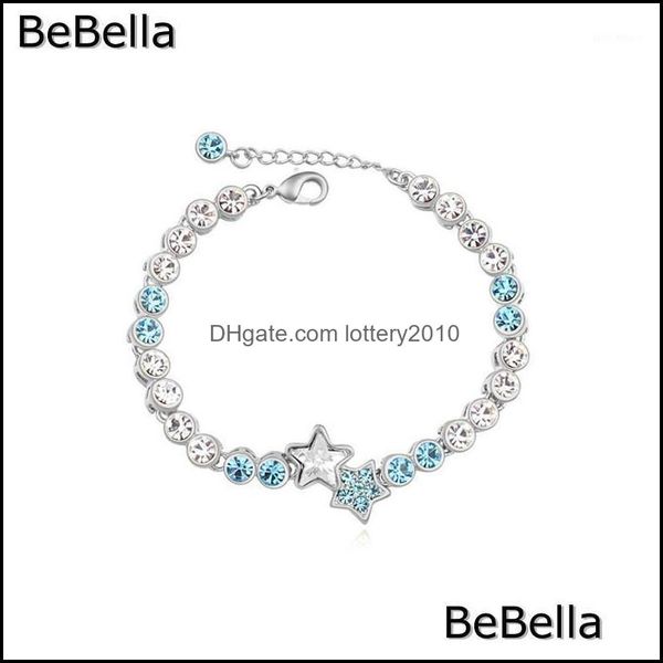

charm bracelets jewelrybebella 5 colors pentagram star bracelet made with czech crystal for girls christmas gift1 drop delivery 2021 v3vh9, Golden;silver