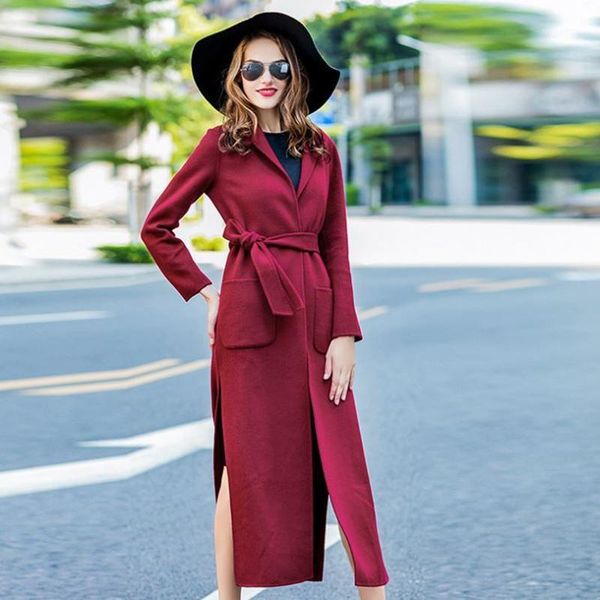 

women's wool & blends winter woolen style female overcoat oversized cashmere jacket women tide ladies slim black outerwear long medium