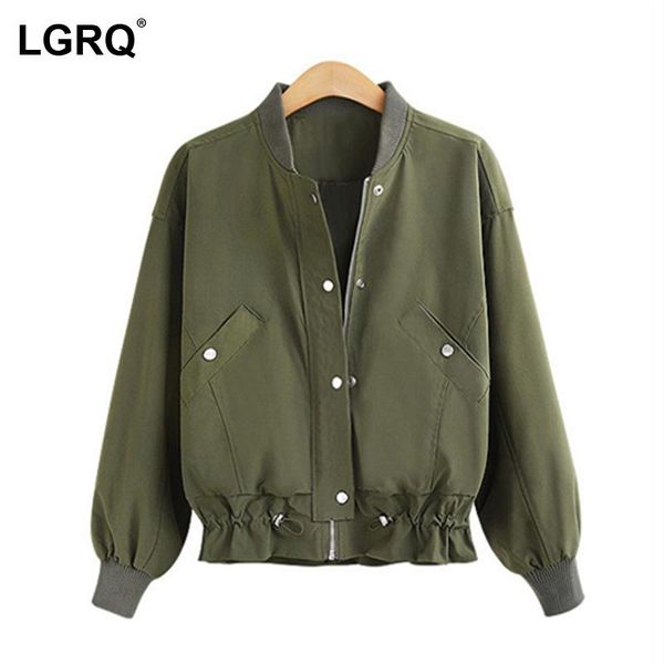 

women's jackets [lgrq] drawstring design black sport casual women's jacket long sleeve coat korean fashion tide spring autumn 2021, Black;brown